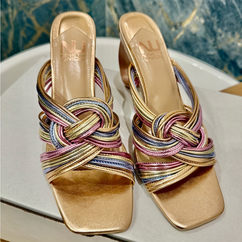Stunning unique heeled Ninety Union Brazil Sandals with showstopper design vibes
